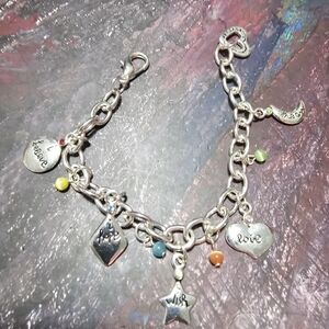Silver Charm Bracelet with Colorful Accents